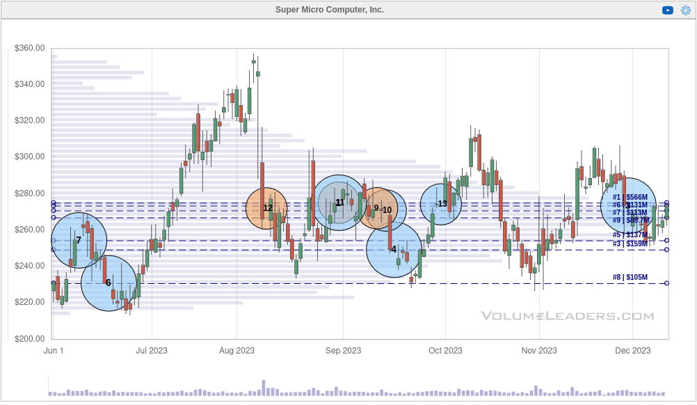 SMCI chart since June from Volume Leaders