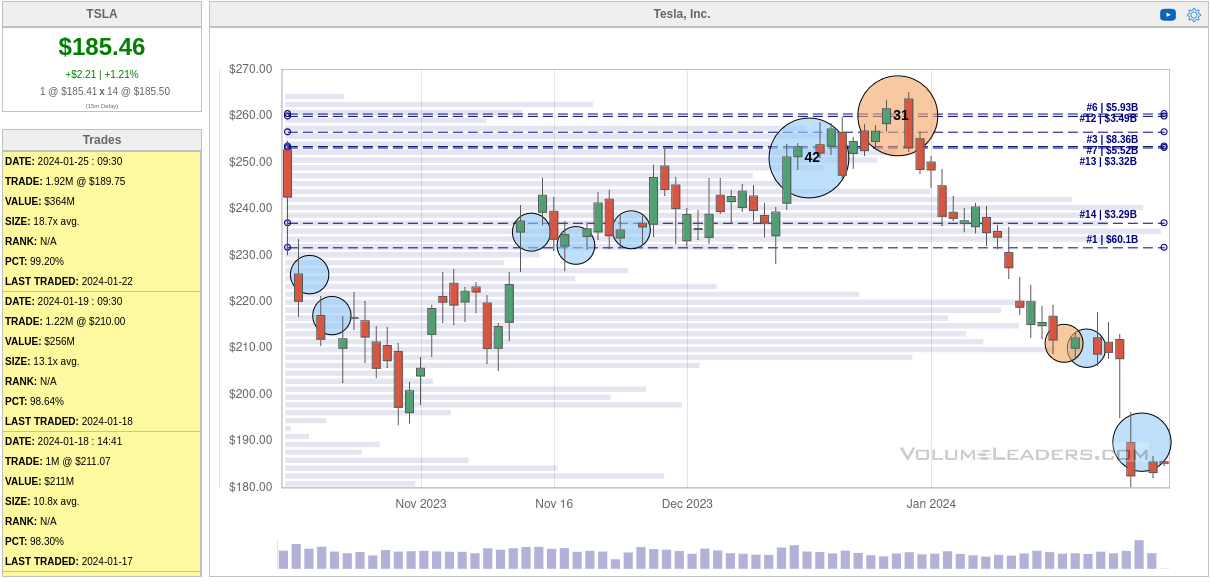 TSLA institutional trades since October's earnings call