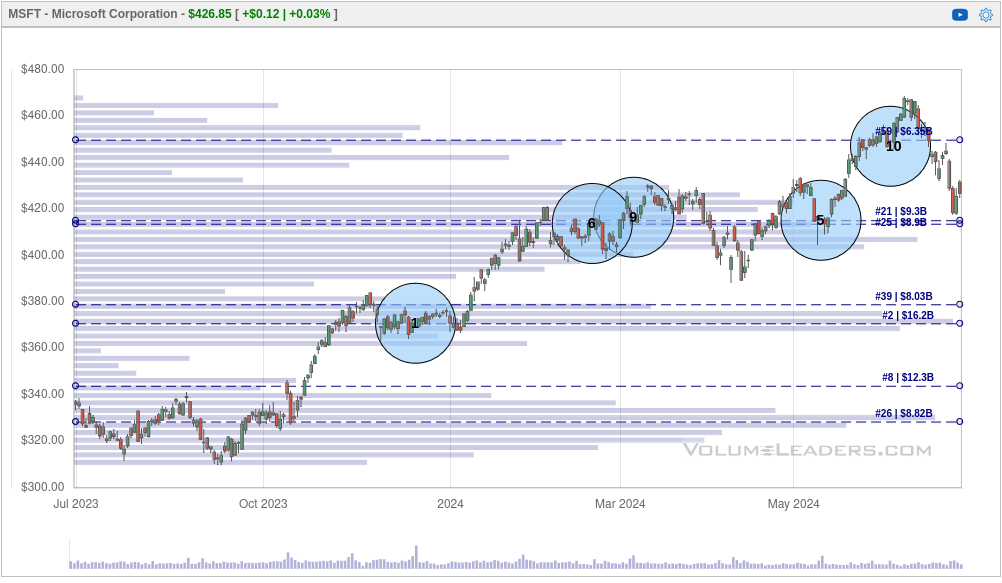 YTD Volume Leaders chart for MSFT