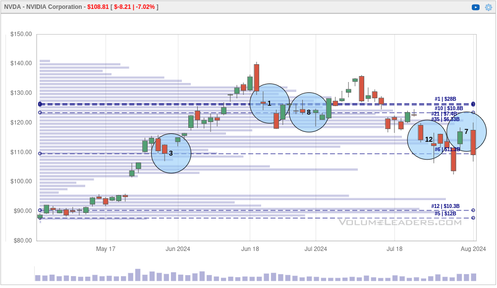 Volume Leaders 90 day chart for NVDA