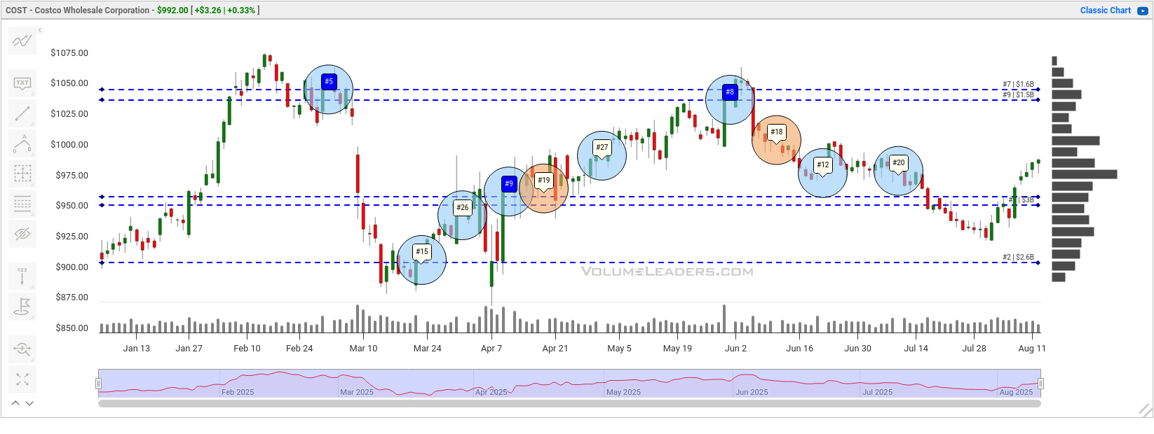 COST Volume Leaders chart