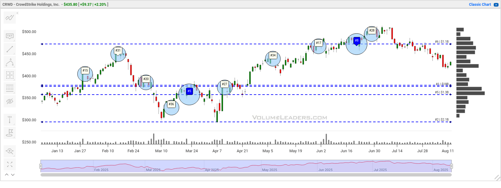 CRWD Volume Leaders chart